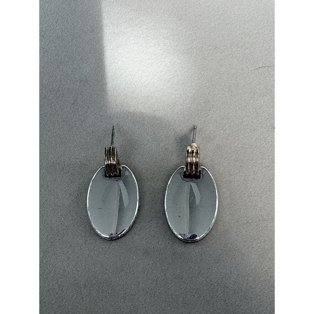 Napier Oval Earrings Two Tone Collection Thin Metal Disc Pierced